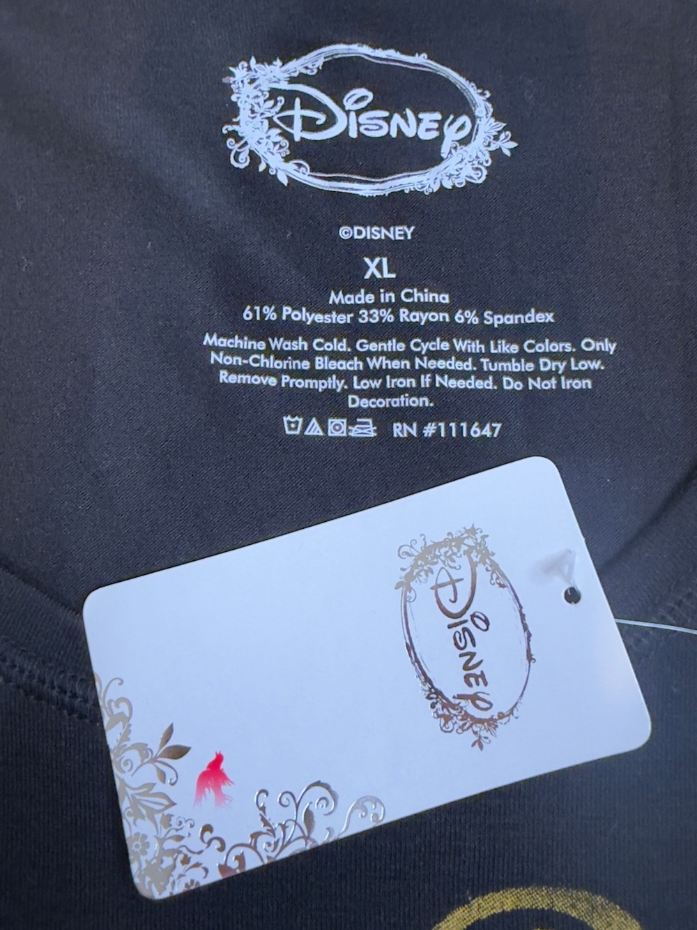 Disney Black Short Sleeve Tee with White Logo and Gold Accent